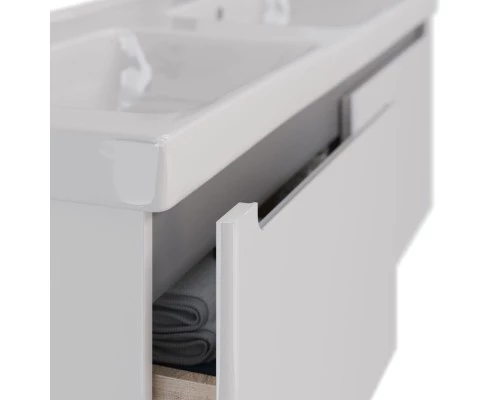 Тумба Lemark BUNO MINI 125 см под 2 раковины, подвесная, 2 ящика, цвет планки: Серый, цвет корпуса, 