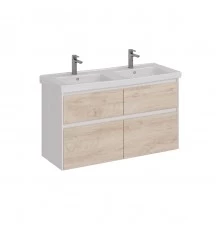 Тумба Lemark COMBI 125 см под 2 раковины, подвесная/напольная,4 ящика, цвет фасада: Дуб кантри, цвет