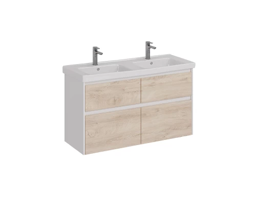 Тумба Lemark COMBI 125 см под 2 раковины, подвесная/напольная,4 ящика, цвет фасада: Дуб кантри, цвет