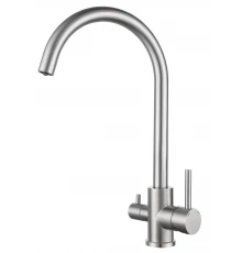 GRANFEST QUARZ  Смеситель для кухни U-обр. с краном питьевой воды D-35мм (нержавейка)