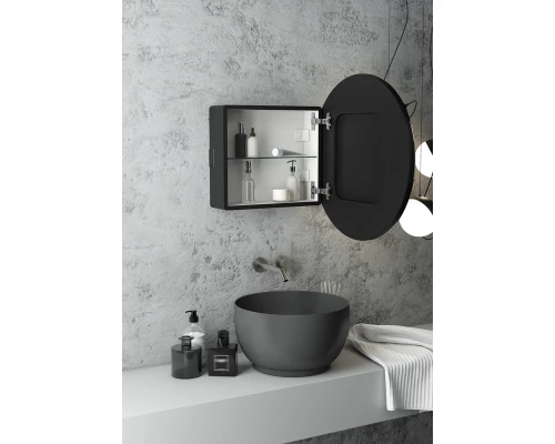 Зеркало-шкаф Torneo Black LED d 700 с подсветкой