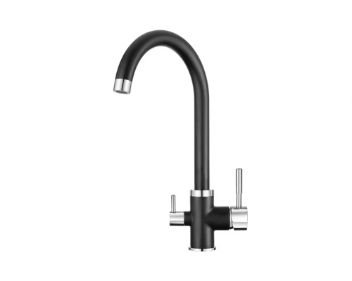 2168, ТУРМАЛИН Смеситель для кухни однорыч., с подкл. для питьевой водычерн., метал., GRANULA