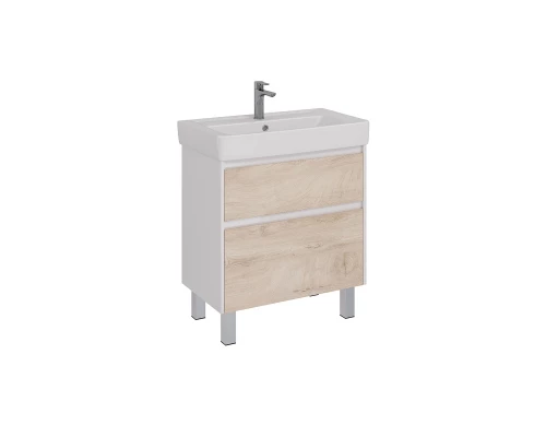 Тумба Lemark COMBI 80 см под 1 раковину, подвесная/напольная, 2 ящика, цвет фасада: Дуб кантри, цвет