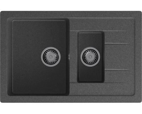 GRANFEST Мойка композит QUADRO GF-Q--775KL 1.5-чаш+крыло 775*500мм графит арт.GF-