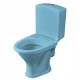 Унитаз-компакт "Вест" косой выпуск, с кнопочной арматурой и сиденьем, голубой SANTERI