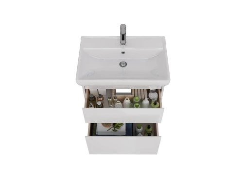 Тумба Lemark COMBI 70 см под 1 раковину, подвесная/напольная, 2 ящика, цвет корпуса, фасада: Белый г