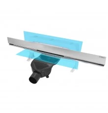 Желоб водосток WALL 600 пристенный, матовый хром, S-сифон D50 H60 боковой, BERGES