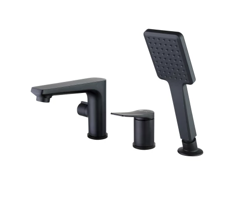 Bronx Смеситель для ванны, монолит.корот.излив166мм  на борт на 3 отв,р/ОД, черный, LM, LM3745BL