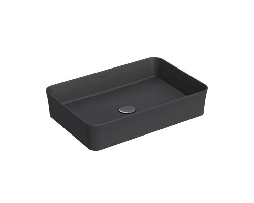Раковина Ego SL накладная, 55x38 см, без отверстия под смеситель, прямоугольная, антрацит матовый, B