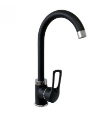 ЦВЕТ Смеситель для мойки с высоким изливом, одноручный, черный, СЛАВЕН, 1ЧН