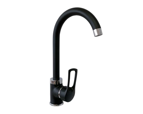 ЦВЕТ Смеситель для мойки с высоким изливом, одноручный, черный, СЛАВЕН, 1ЧН