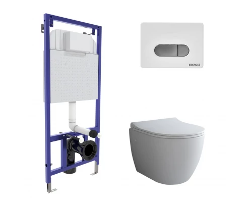 Комплект: инсталляция NOVUM, кнопка D7, унитаз OKUS, сиденье дюропласт Toma Slim SO, BERGES