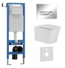 Комплект 3в1 IBERICA BLANCA инсталляция SILENCIO MINI, унитаз TOLEDO ALTO белый, кнопка смыва ESTI-R хром глянцевый (IB.001M.TLA.234.213)