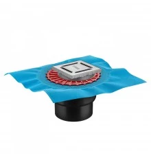 Трап водосток ZENTRUM Norma 100х100, матовый хром, выпуск D50/75/110 H74 вертикальный, BERGES