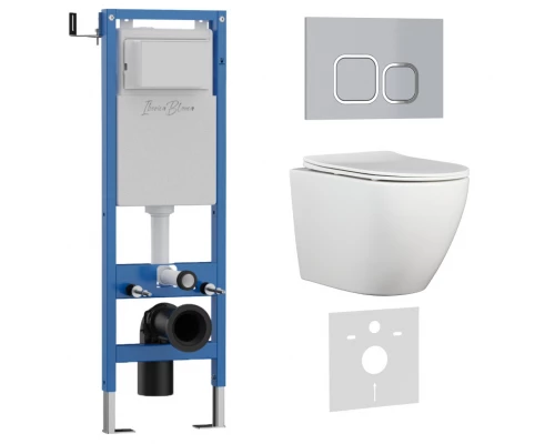Комплект 3в1 IBERICA BLANCA инсталляция SILENCIO MINI, унитаз BILBAO ALTO белый, кнопка смыва ESTI-Q хром матовый (IB.001M.BLA.231.834)