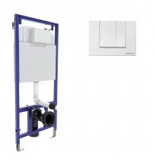 Инсталляция  для скрытого монтажа унитаза NOVUM кнопка S4 Soft Touch белая, BERGES