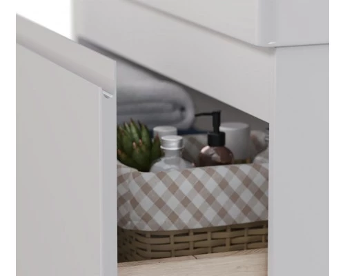 Тумба Lemark VEON 60 см под 1 раковину, подвесная/напольная, 2 ящика, цвет корпуса, фасада: Белый гл