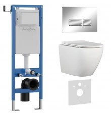 Комплект 3в1 IBERICA BLANCA инсталляция SILENCIO MINI, унитаз BILBAO ALTO белый, кнопка смыва ESTI-R хром глянцевый (IB.001M.BLA.231.213)