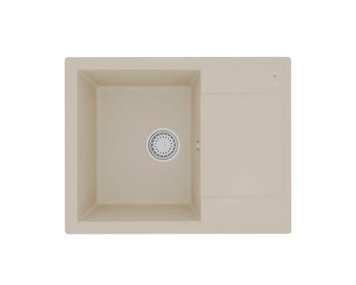 Кухонная мойка Lemark IMANDRA 640 врезная прямоугольная с крылом из кварцгранита, Бежевый
