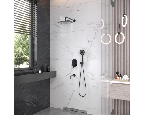 Душевой комплект VENTAS 3O BLACK, черный матовый, BERGES