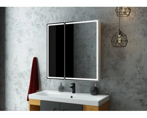 Зеркало-шкаф Allure Led 800х800 с датчиком движения, розеткой