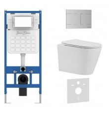 Комплект 3в1 IBERICA BLANCA инсталляция SILENCIO, унитаз BURGOS ALTO белый, кнопка смыва INOX-R хром матовый (IB001.BRA.231.1501)