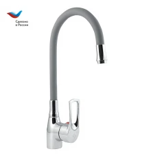 ЦВЕТ Смеситель для мойки с высоким изливом из силикона, серый, СЛАВЕН, Ц2Г