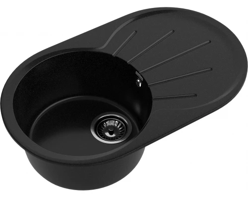 GRANFEST Мойка композит RONDO GF-R--750L  чаша с крылом 750*460мм   черный арт.GF-