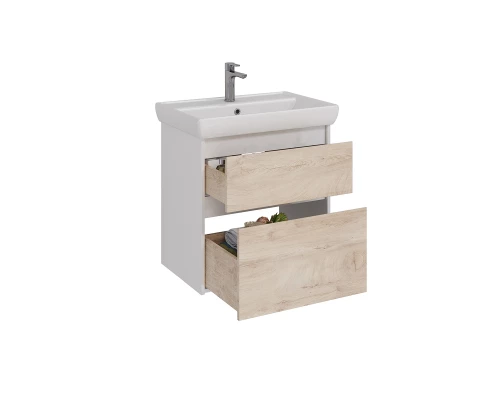 Тумба Lemark COMBI 70 см под 1 раковину, подвесная/напольная, 2 ящика, цвет фасада: Дуб кантри, цвет