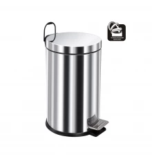 Ведро-контейнер для мусора с педалью 12 л, микролифт,хром,  BERGES