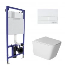 Комплект: инсталляция NOVUM кнопка L1 белая, унитаз SIGMA Rimless 52 см, сиденье дюропласт микролифт