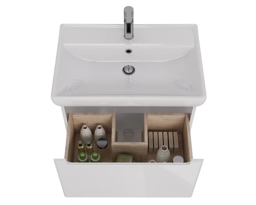 Тумба Lemark BUNO MINI 70 см под 1 раковину, подвесная, 1 ящик, цвет планки: Серый, цвет корпуса, фа