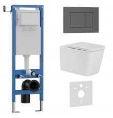 Комплект 3в1 IBERICA BLANCA инсталляция SILENCIO MINI, унитаз TOLEDO ALTO белый, кнопка смыва ESTI-S серый матовый (IB.001M.TLA.234.856)