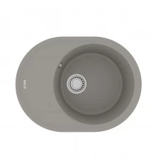 Кухонная мойка Lemark LACHA 620 врезная овальная с крылом из кварцгранита, Грей