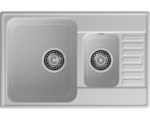 GranFest QUARZ (ECO-21К) Мойка 1.5-чаш+кр. 740*480 (серый)
