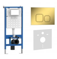Комплект 2в1 IBERICA BLANCA инсталляция SILENCIO, кнопка смыва ESTI-Q золото глянцевое (IB001.836)