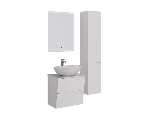 Тумба Lemark MIANO 60 см под 1 раковину, подвесная, 2 ящика, цвет корпуса, фасада: Белый глянец
