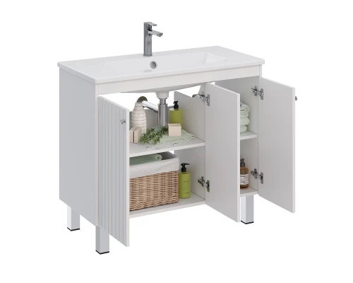 Тумба Lemark ROMANCE 100 см под 1 раковину, подвесная/напольная, 3-х дверная, цвет корпуса, фасада: 