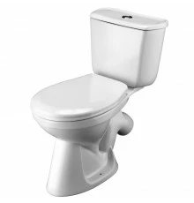 БРИЗ Унитаз-компакт, косой выпуск, эконом., 1-режимная арматура, сиденье полипропилен. САНТЕК