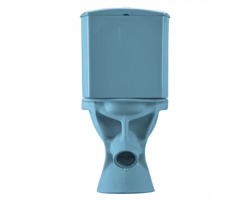 Унитаз-компакт "Вест" косой выпуск, с кнопочной арматурой и сиденьем, голубой SANTERI
