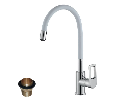 Z35 Смеситель для кухни, гиб.цвет.излив 216мм, р/ОД, хром/белый, ROS, Z35-35U-White