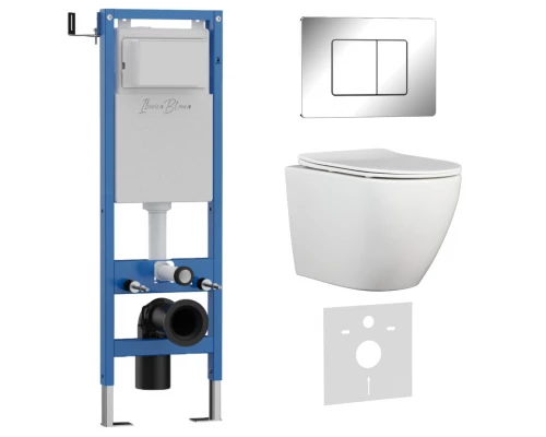 Комплект 3в1 IBERICA BLANCA инсталляция SILENCIO MINI, унитаз BILBAO ALTO белый, кнопка смыва INOX-C хром глянцевый (IB.001M.BLA.231.1131)