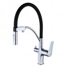 Comfort Смеситель для кухни, гиб.излив 206мм фильтр.воды, р/ОД, хром/черный, LM, LM3074C