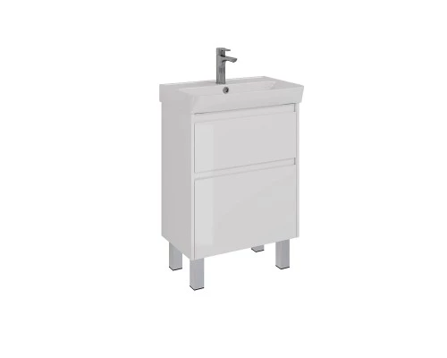 Тумба Lemark COMBI 60 см под 1 раковину, подвесная/напольная, 2 ящика, цвет корпуса, фасада: Белый г