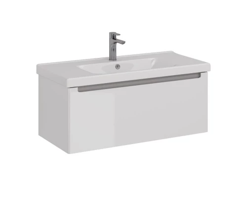 Тумба Lemark BUNO MINI 100 см под 1 раковину, подвесная, 1 ящик, цвет планки: Серый, цвет корпуса, ф