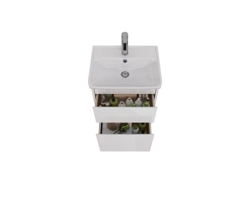 Тумба Lemark COMBI 50 см под 1 раковину, подвесная/напольная, 2 ящика, цвет корпуса, фасада: Белый г