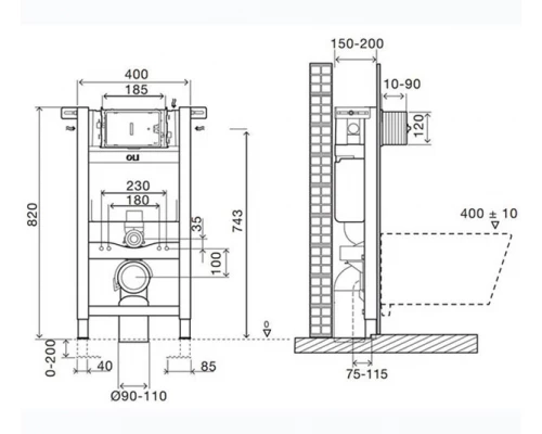 721703 Инсталляция EXPERT PLUS Sanitarblock (0400*0820*0150), механическая, OLI