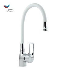 ЦВЕТ Смеситель для мойки с высоким изливом из силикона, белый, СЛАВЕН, Ц2Б