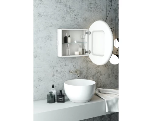 Зеркало-шкаф Torneo White LED d 700 с нейтральной  подсветкой