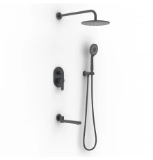 Душевой комплект NARDIS 3R, поворотный излив, черный матовый, BERGES